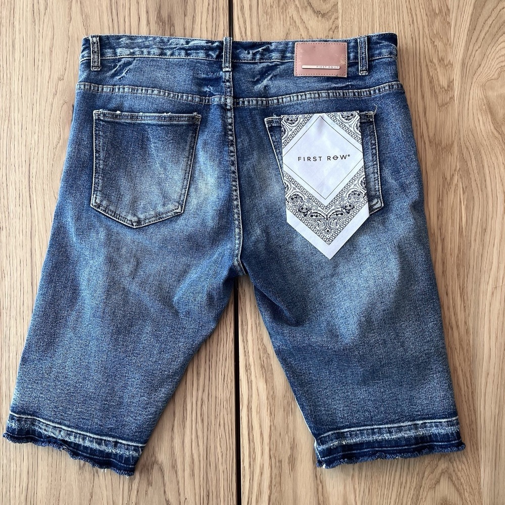 First Row Denim Men's Distressed Surfer Board Shorts 38 Streetwear